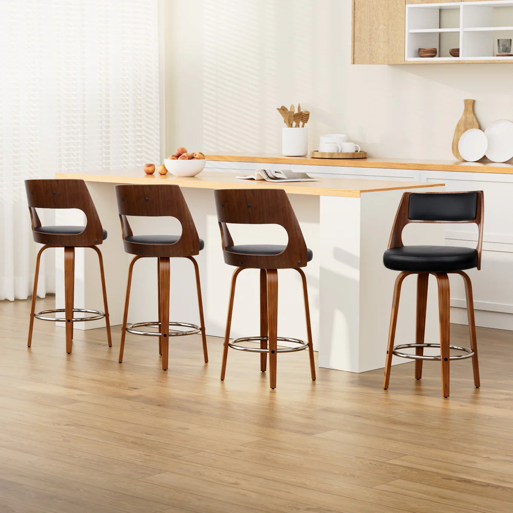 Set of 4 Sloane Bentwood Bar Stools 65cm Seat Height - Walnut & Black - Image 7