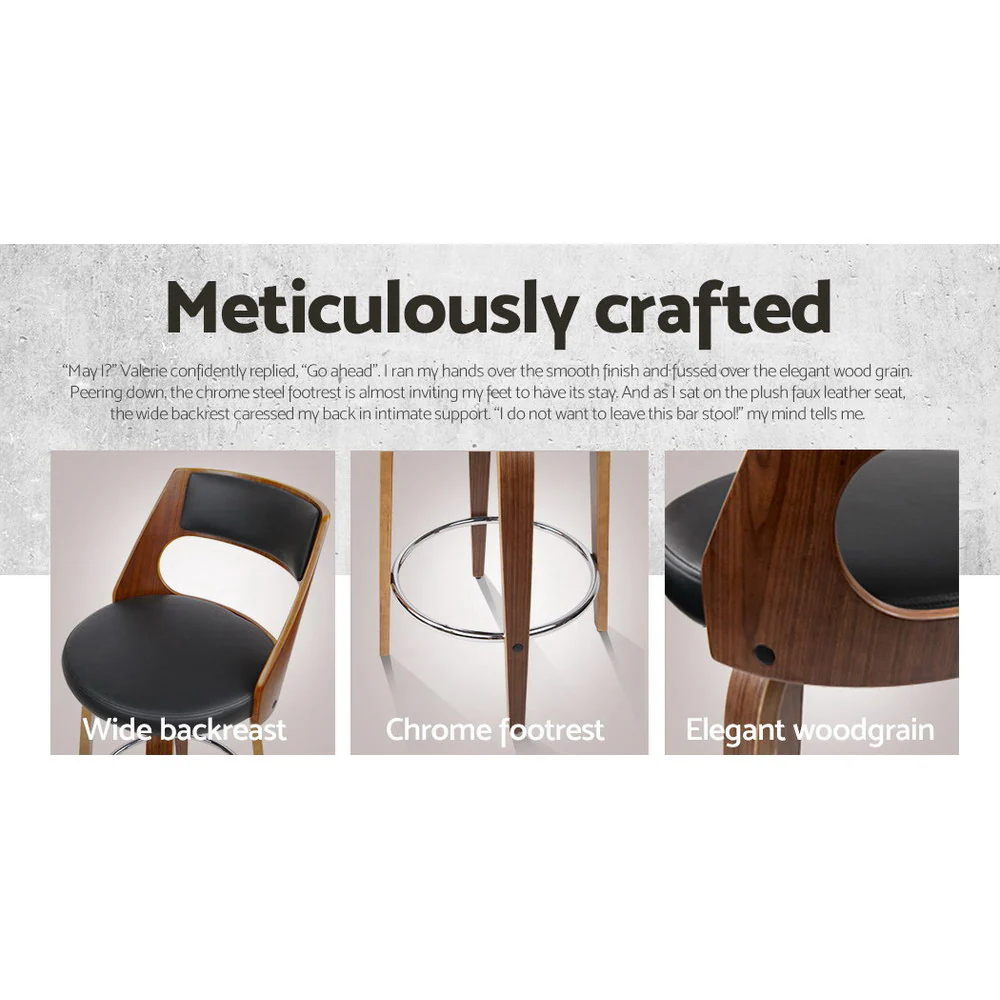 Set of 4 Sloane Bentwood Bar Stools 76cm Seat Height - Walnut & Black - Image 5