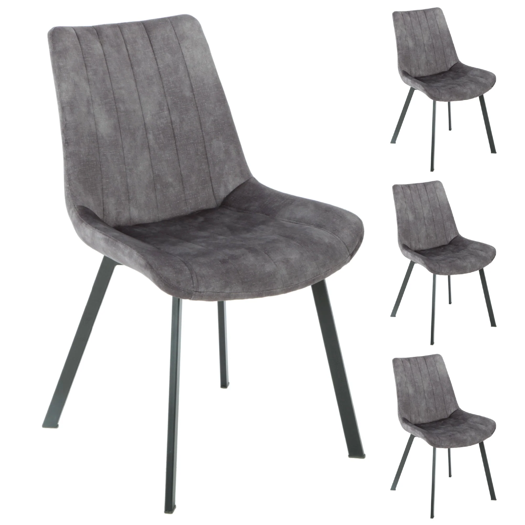 Set of 4 Sloane Fabric Dining Chairs - Grey