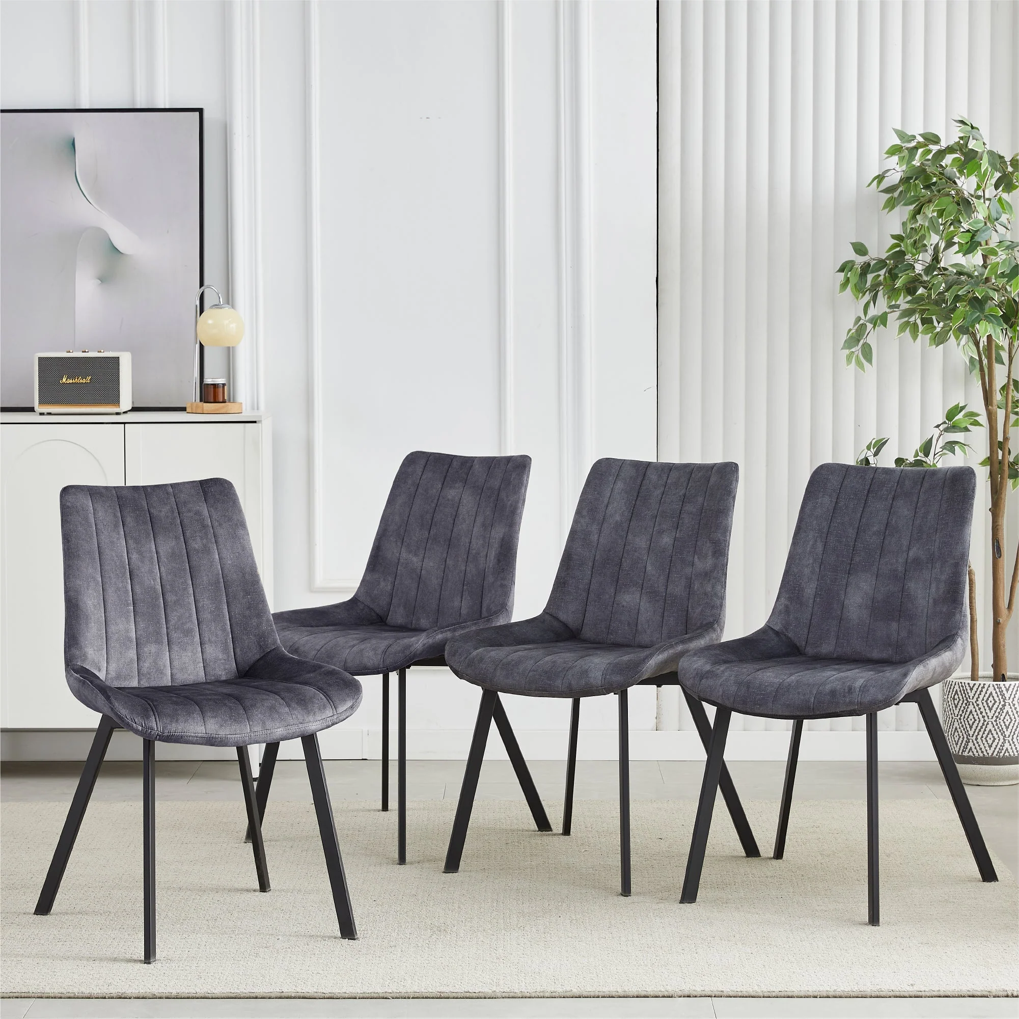 Set of 4 Sloane Fabric Dining Chairs - Grey - Image 2