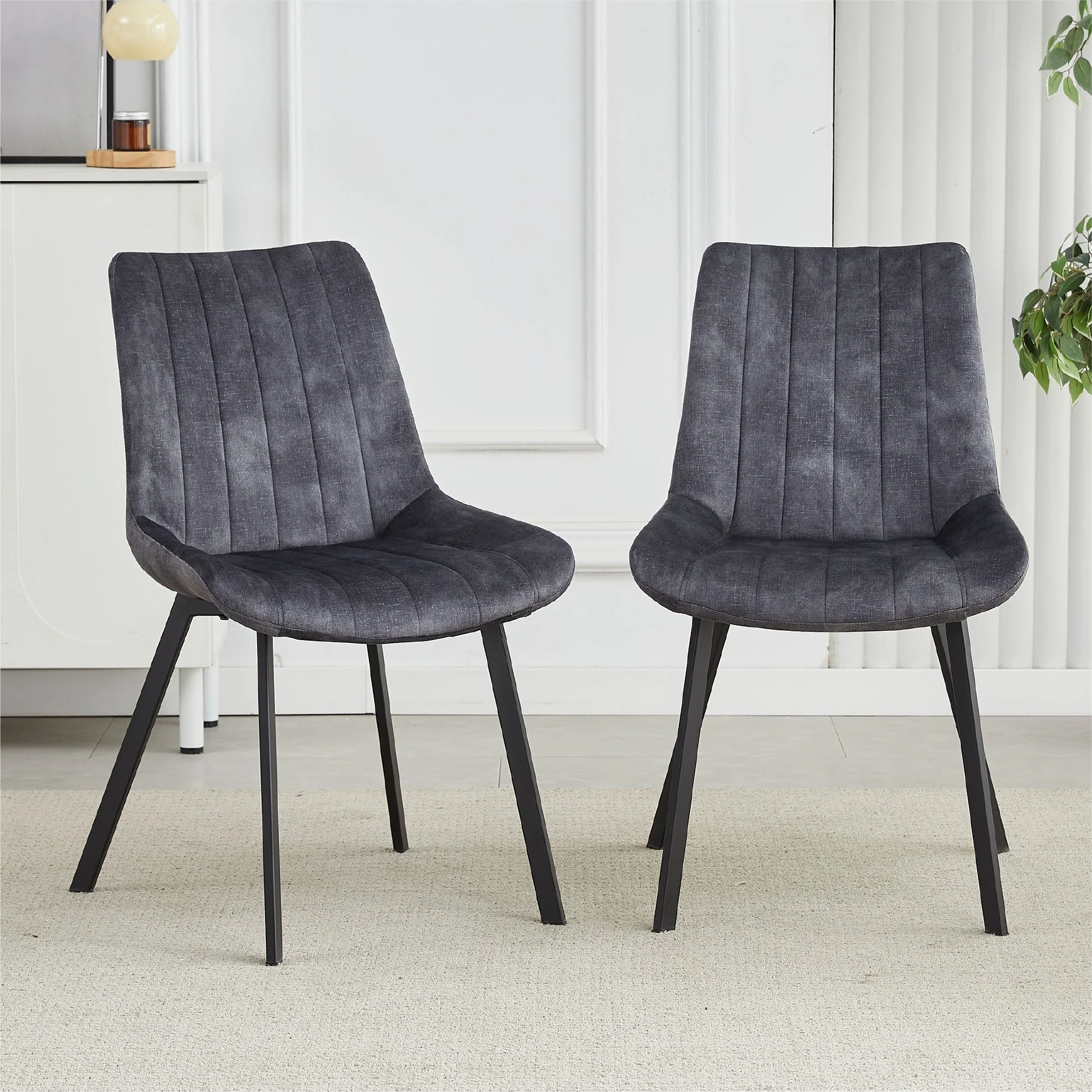 Set of 4 Sloane Fabric Dining Chairs - Grey - Image 3