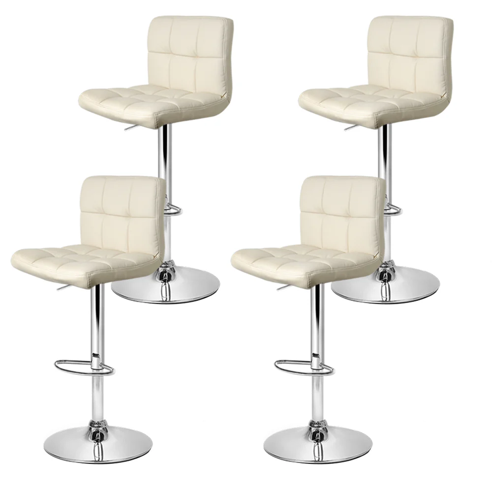 Set of 4 Vienna Gas Lift Bar Stools - Beige - Image 3