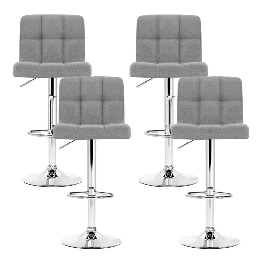 Set of 4 Vienna Gas Lift Bar Stools - Grey Fabric - Image 3