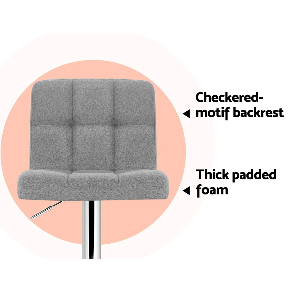 Set of 4 Vienna Gas Lift Bar Stools - Grey Fabric - Image 5