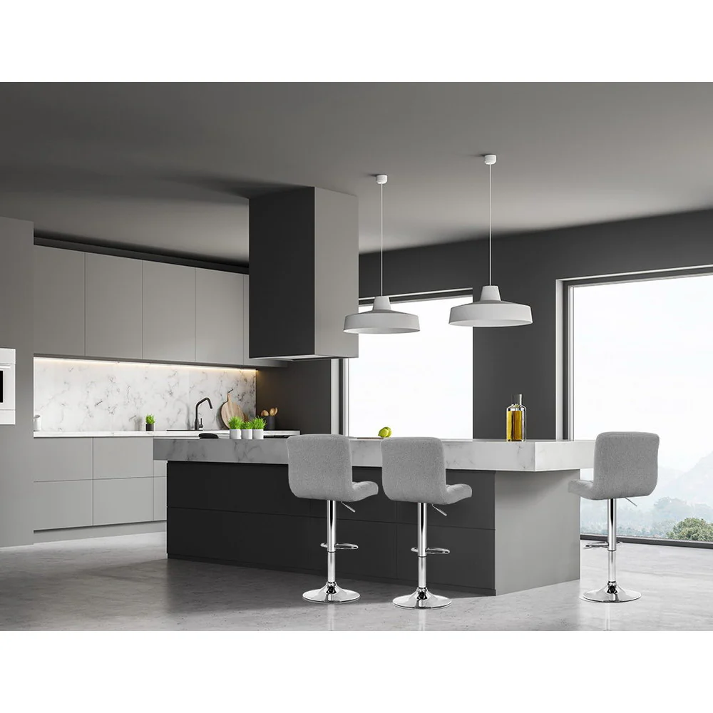 Set of 4 Vienna Gas Lift Bar Stools - Grey Fabric - Image 7