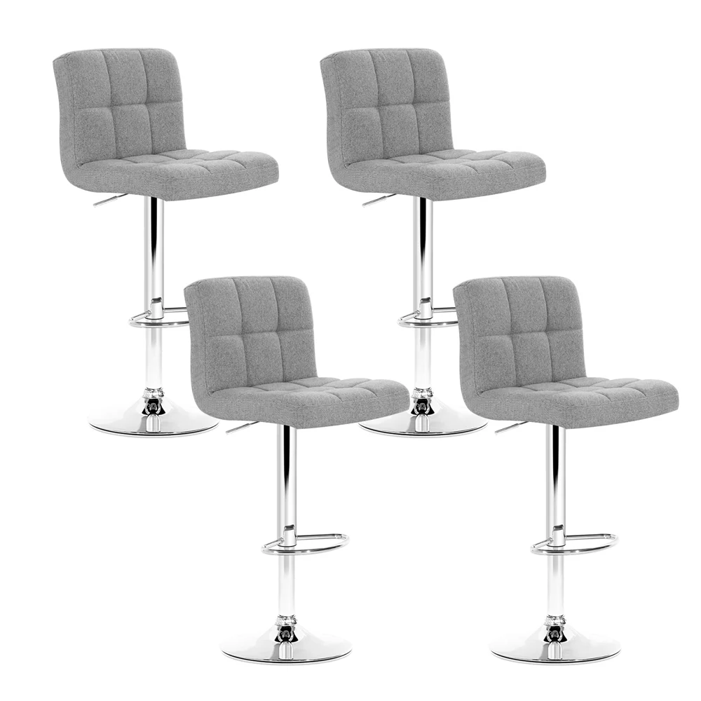 Set of 4 Vienna Gas Lift Bar Stools - Grey Fabric - Image 8