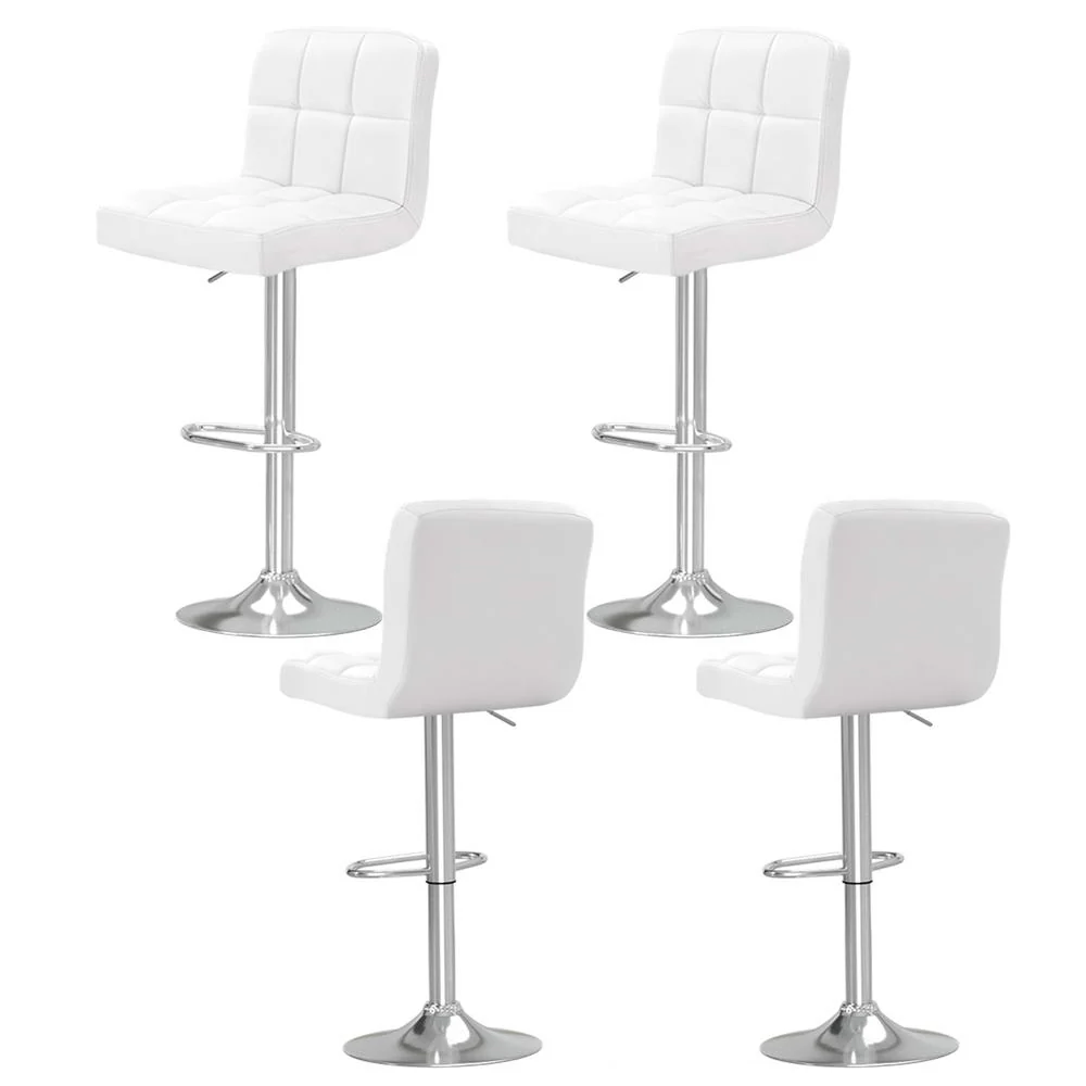 Set of 4 Vienna Gas Lift Bar Stools - White