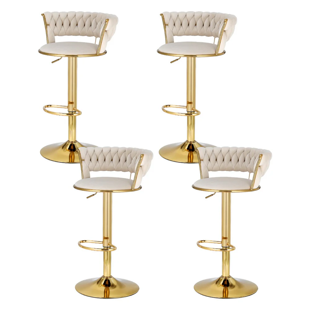 Set of 4 Vivien Bar Stools - Ivory and Gold - Image 7