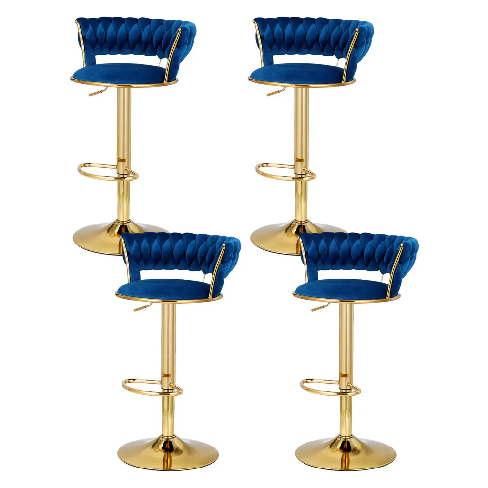 Set of 4 Vivien Bar Stools - Navy and Gold - Image 7