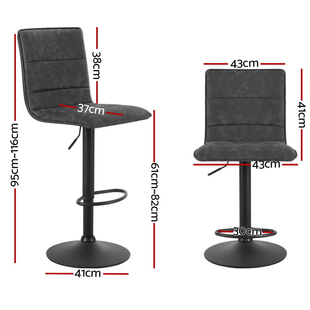 Set of 4 Winslow Vintage Style High Back Bar Stools – Grey - Image 2
