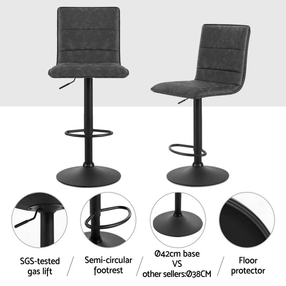 Set of 4 Winslow Vintage Style High Back Bar Stools – Grey - Image 4