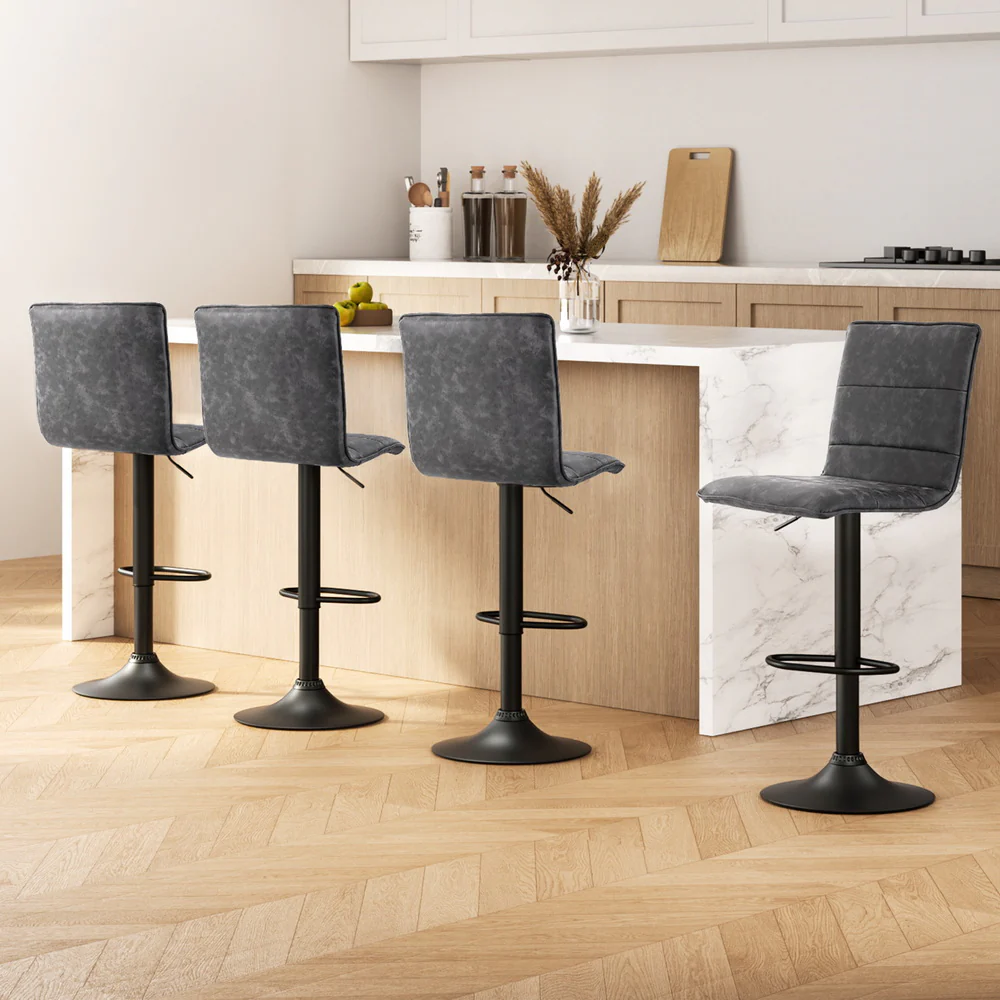 Set of 4 Winslow Vintage Style High Back Bar Stools – Grey - Image 7