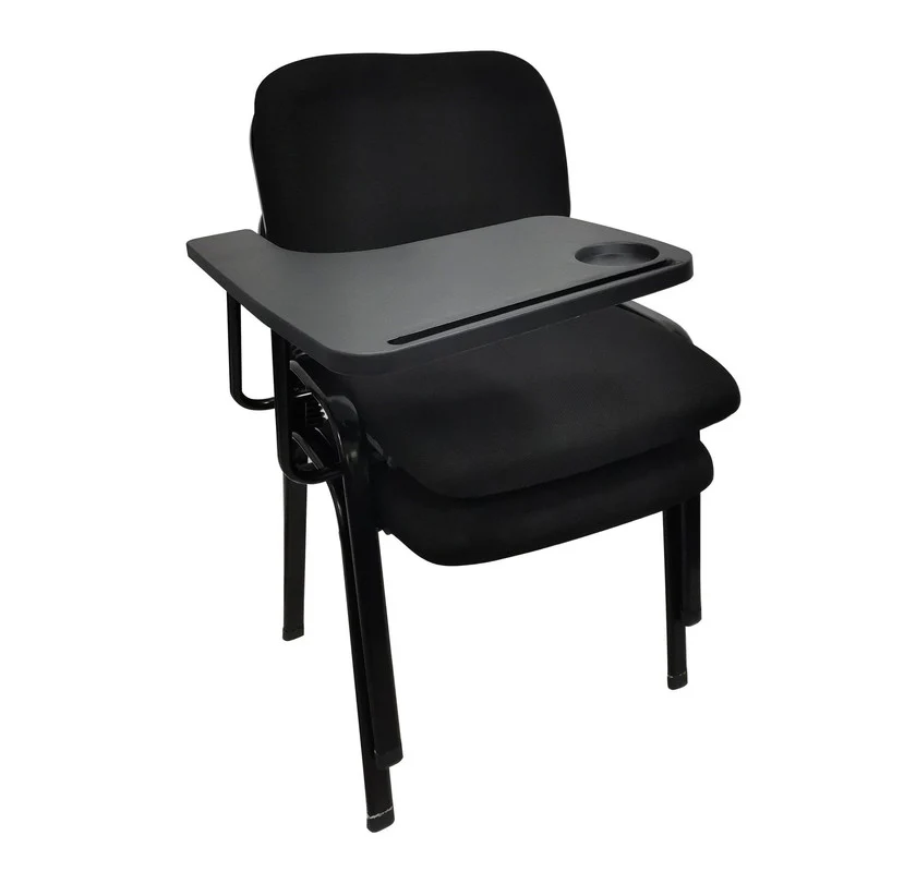 Set of 6 Classroom Lecture Training Chairs with Tabletop - Black - Image 8
