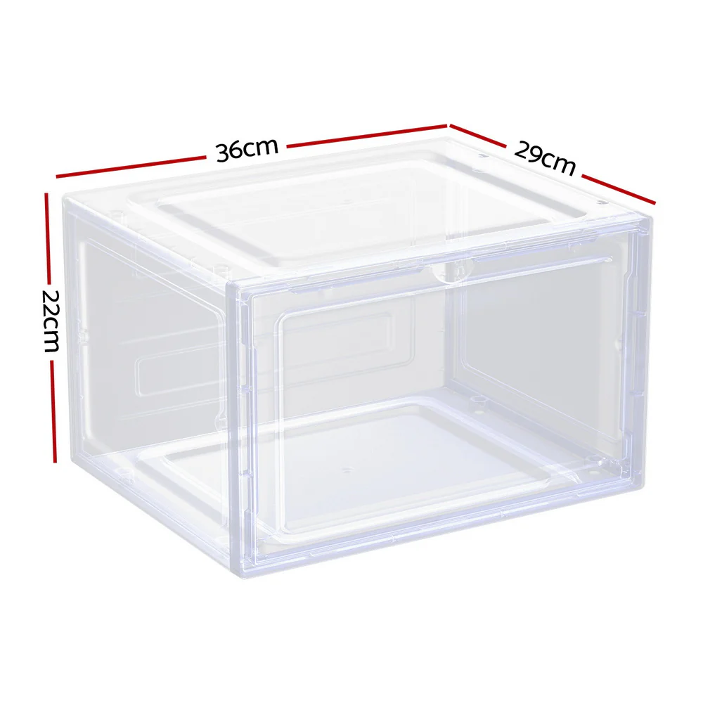 Set of 6 Stackable Shoe Storage Boxes – Transparent with Magnetic Doors - Image 2