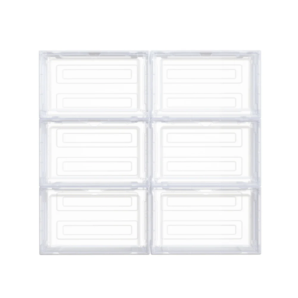 Set of 6 Stackable Shoe Storage Boxes – Transparent with Magnetic Doors - Image 3