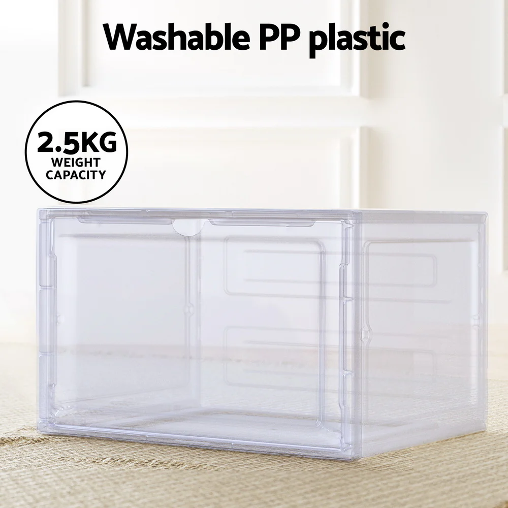 Set of 6 Stackable Shoe Storage Boxes – Transparent with Magnetic Doors - Image 5