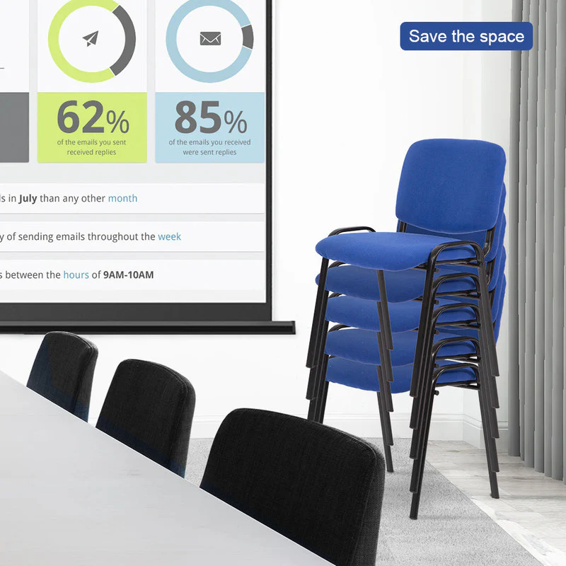 Set of 7 Stackable Office Conference Visitor & Community Chairs - Blue - Image 15