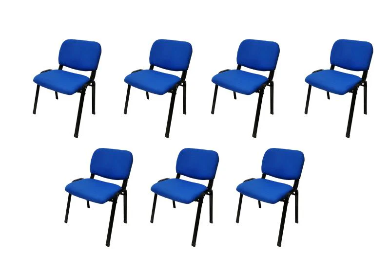 Set of 7 Stackable Office Conference Visitor & Community Chairs - Blue - Image 5