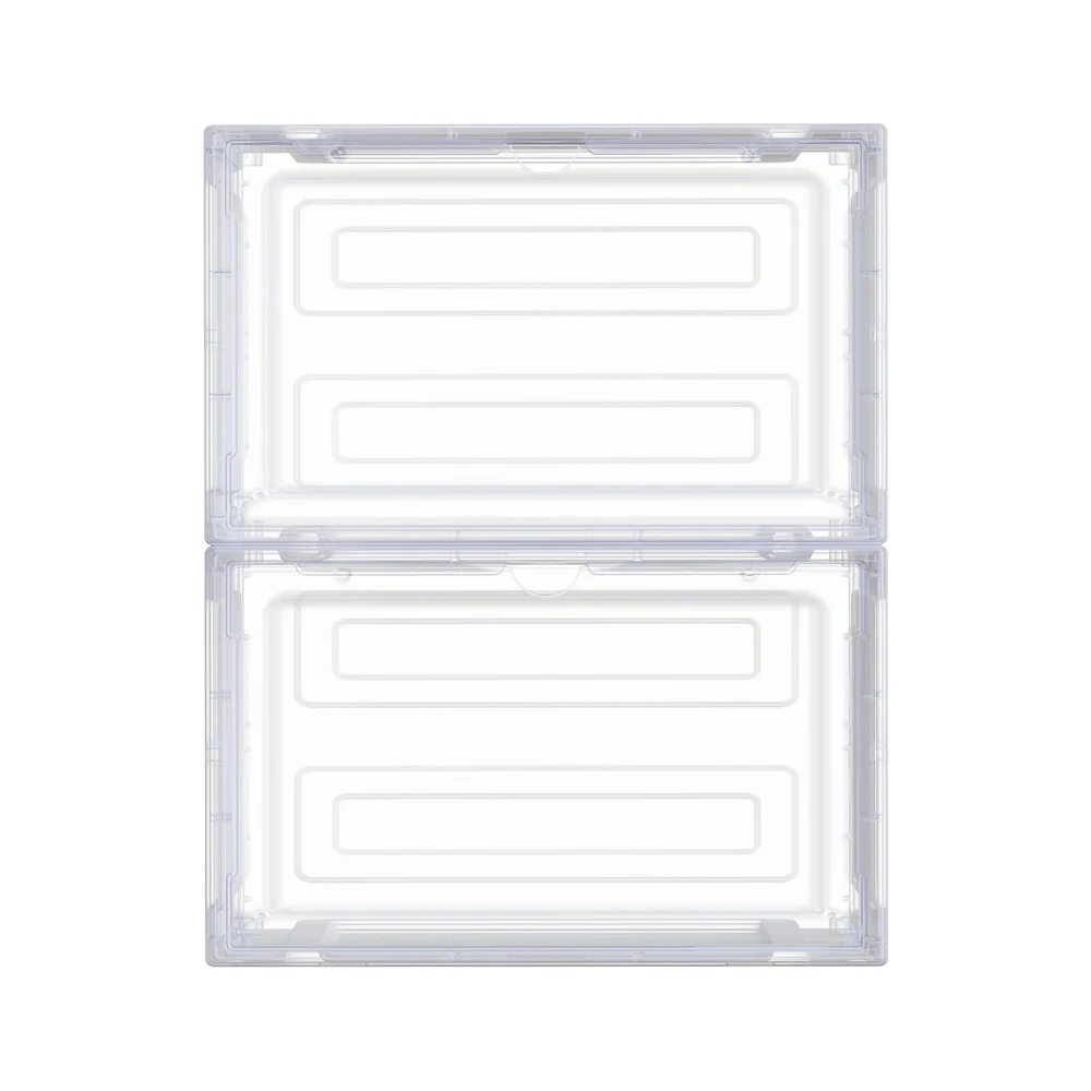 Shoe Box Rack DIY Set of 2 – Stackable with Magnetic Door (Transparent) - Image 4
