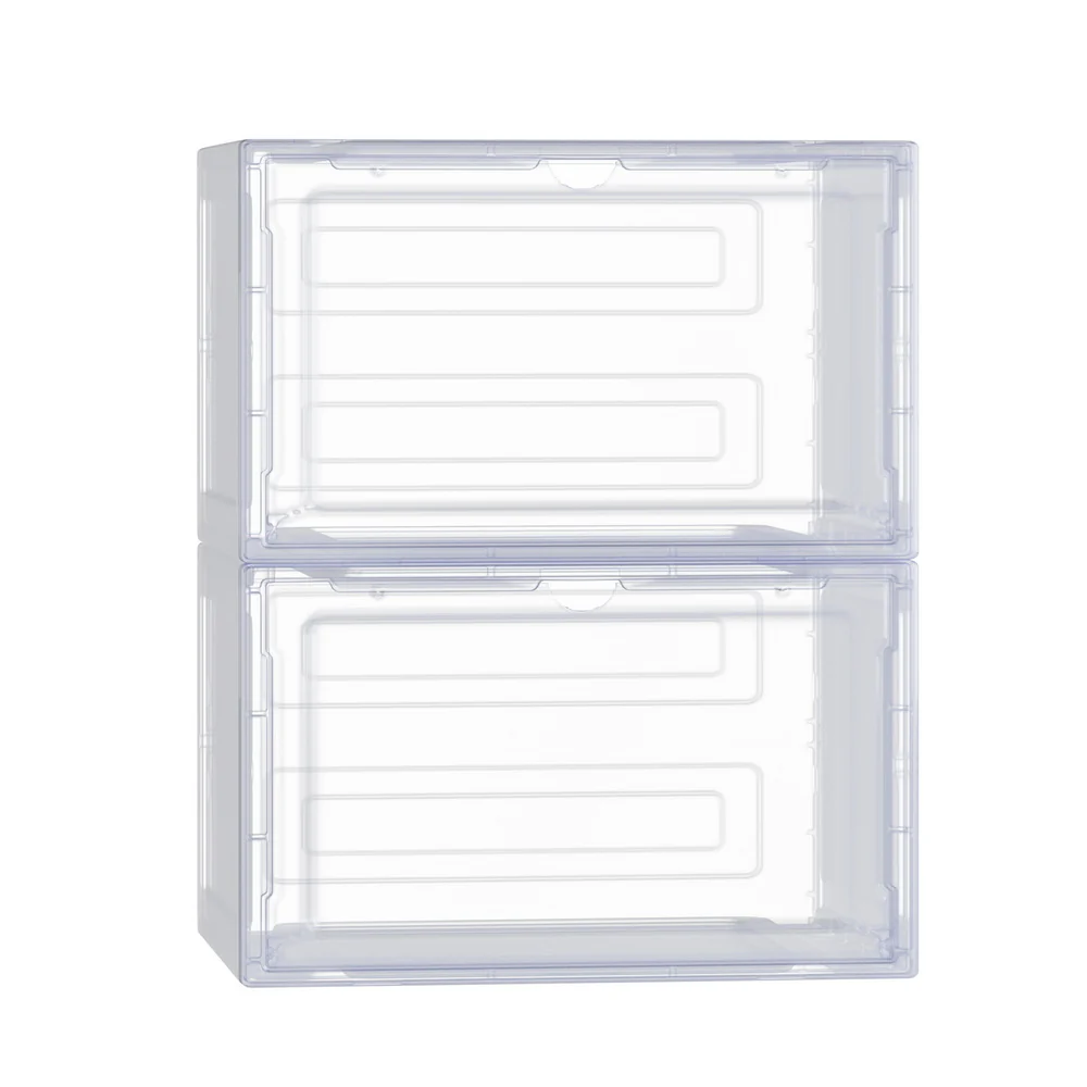 Shoe Box Rack DIY Set of 2 – Stackable with Magnetic Door (Transparent) - Image 8