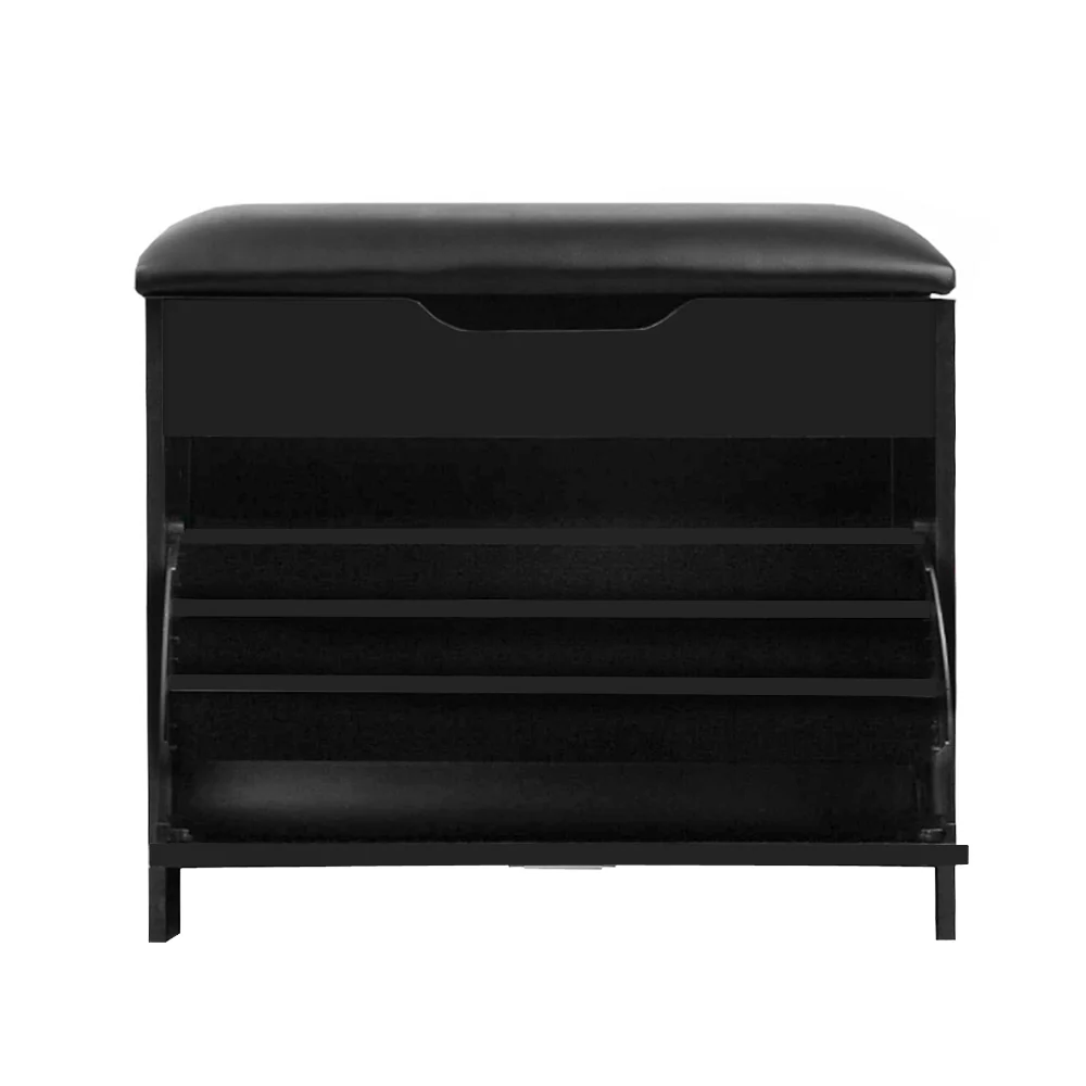 Shoe Cabinet Bench with Hidden Storage – Black - Image 3