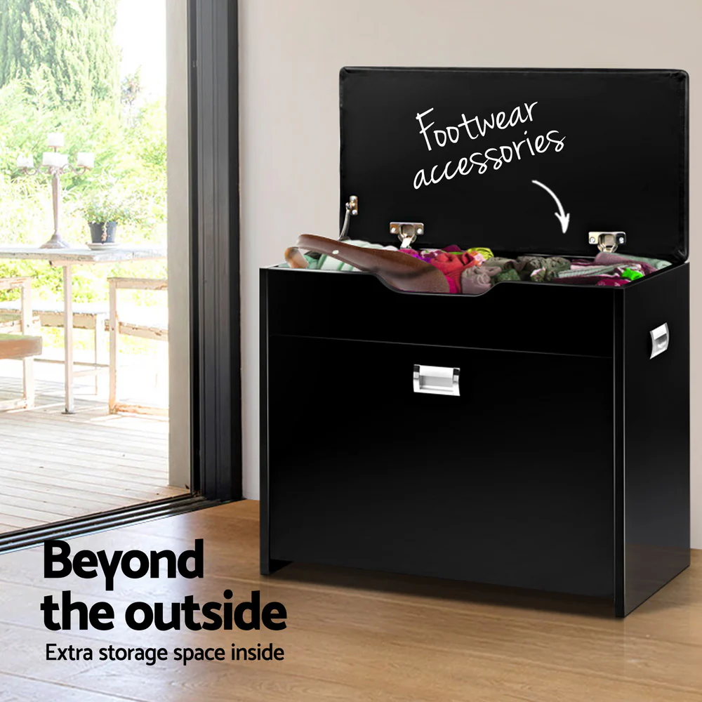 Shoe Cabinet Bench with Hidden Storage – Black - Image 6
