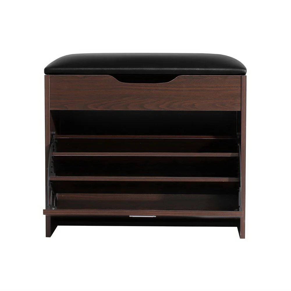 Shoe Cabinet Bench with Hidden Storage – Walnut - Image 3