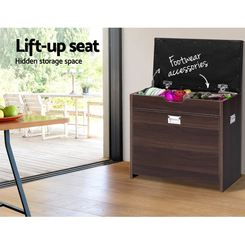 Shoe Cabinet Bench with Hidden Storage – Walnut - Image 4
