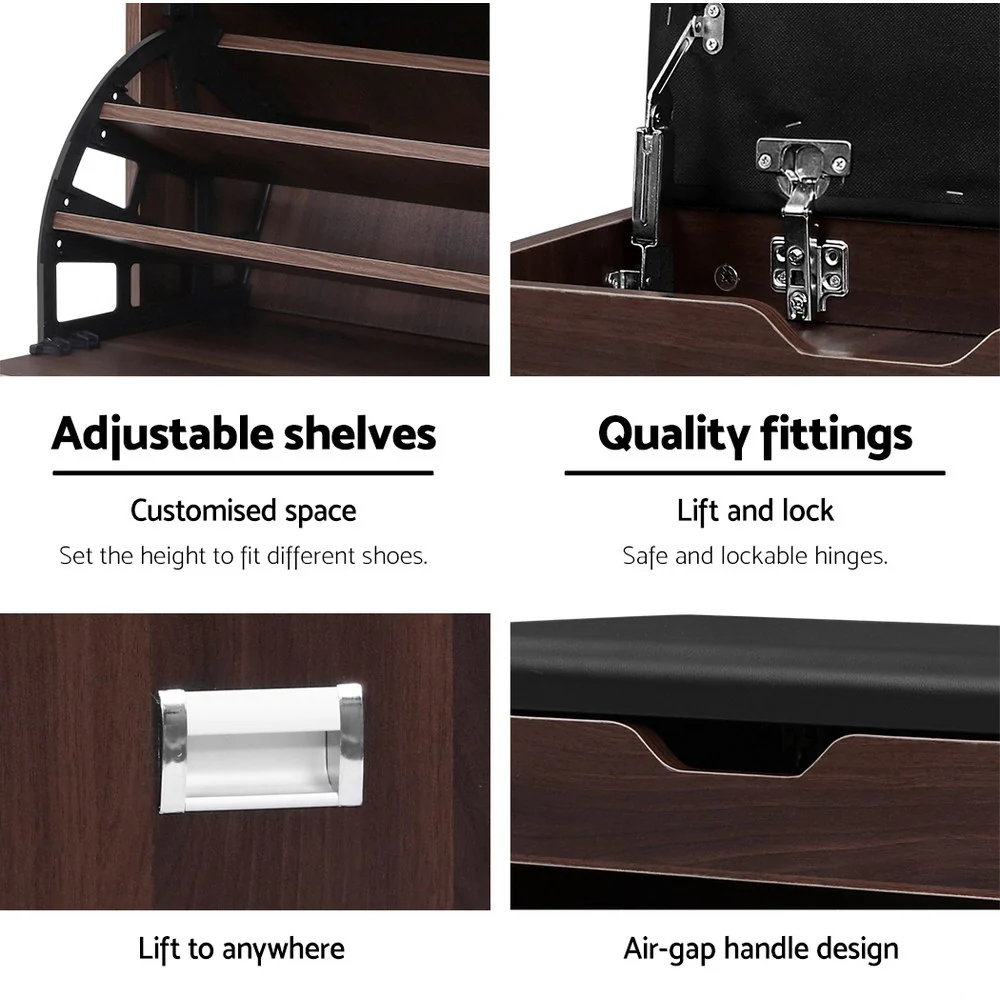 Shoe Cabinet Bench with Hidden Storage – Walnut - Image 6