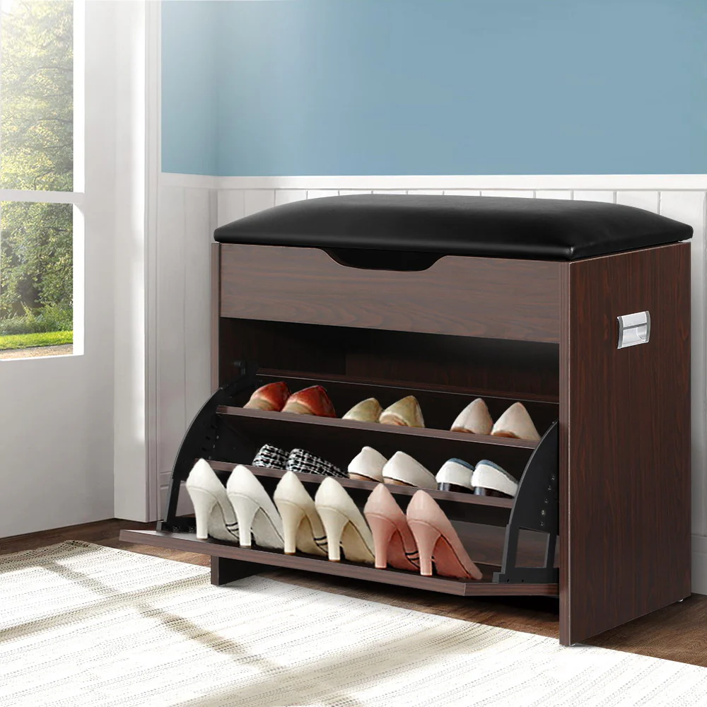 Shoe Cabinet Bench with Hidden Storage – Walnut - Image 7