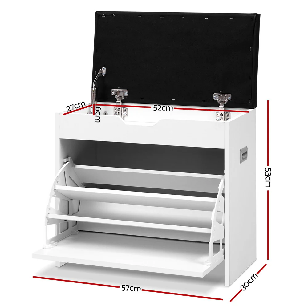 Shoe Cabinet Bench with Hidden Storage – White - Image 2