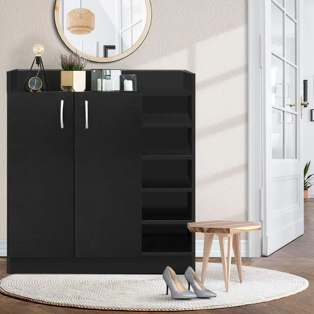 Shoe Cabinet with Adjustable Shelves – Black