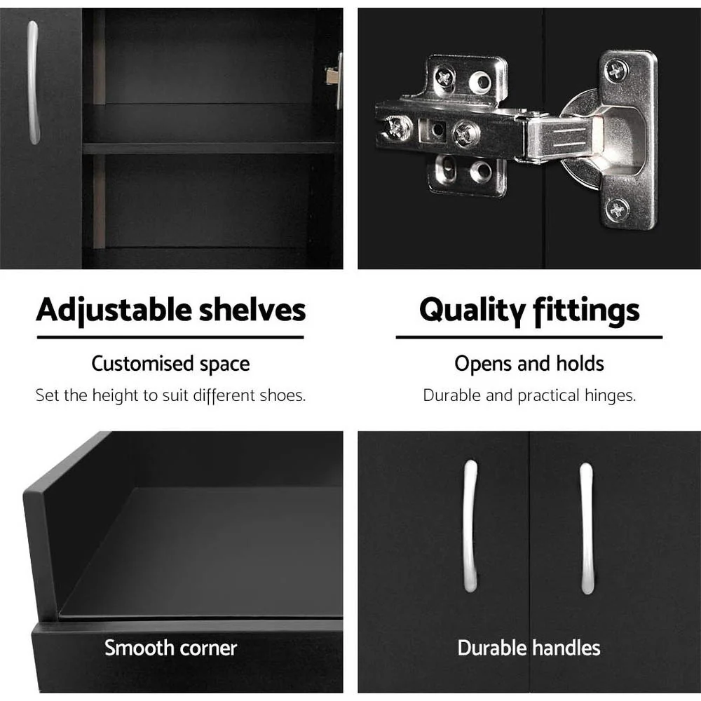Shoe Cabinet with Adjustable Shelves – Black - Image 7