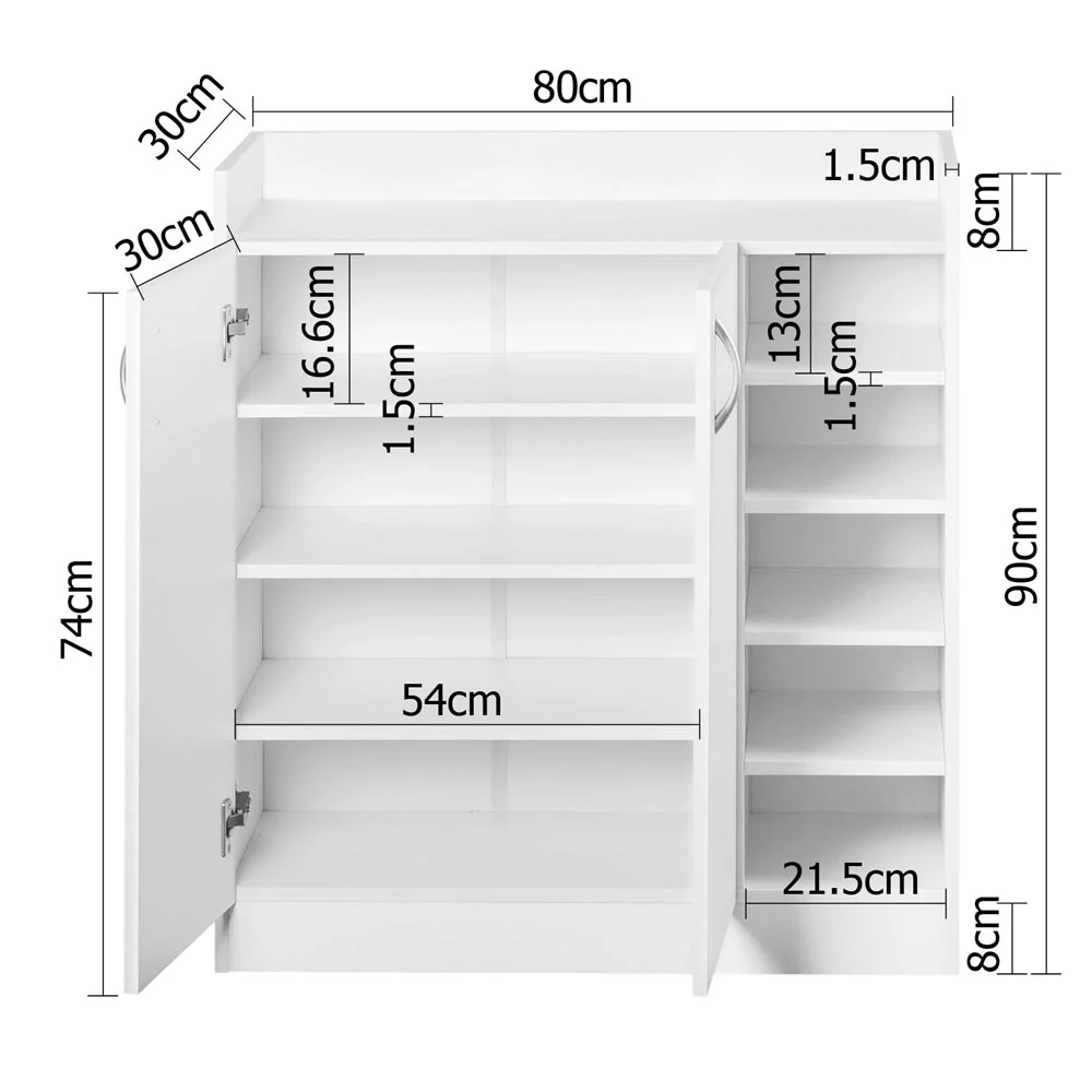 Shoe Cabinet with Adjustable Shelves – White - Image 4