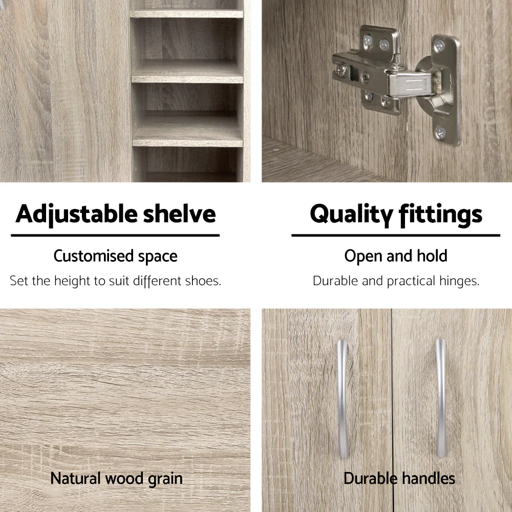 Shoe Cabinet with Adjustable Shelves – Wooden Finish - Image 7