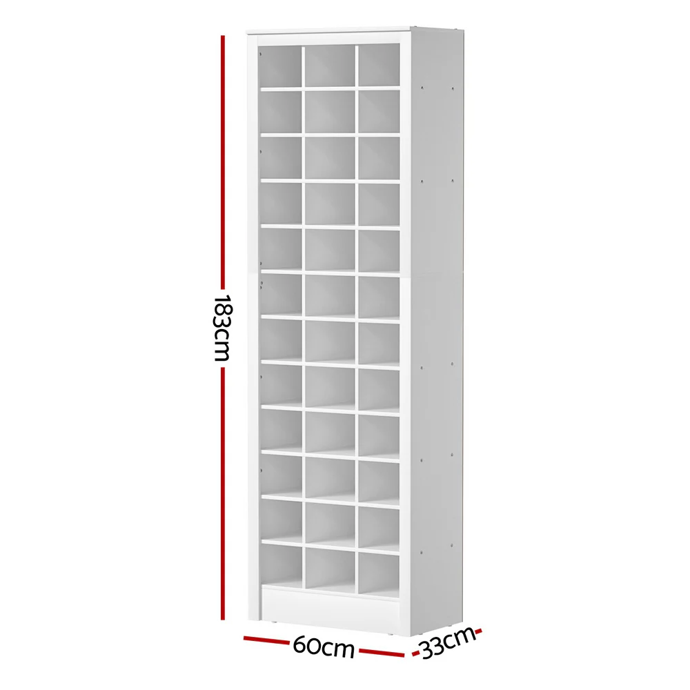 Shoe Rack 12-Tier Storage Cabinet in White - Image 3