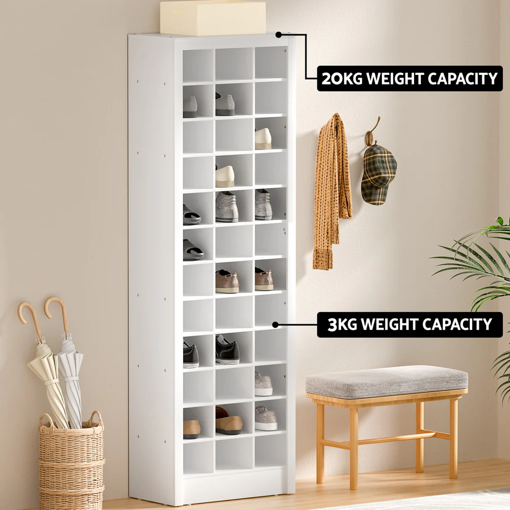 Shoe Rack 12-Tier Storage Cabinet in White - Image 7