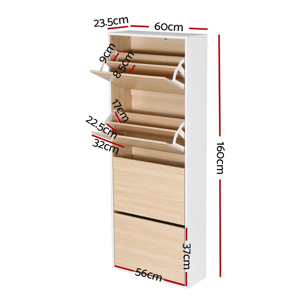Shoe Rack Cabinet 24 Pairs Adjustable Shelf Pine - Image 3