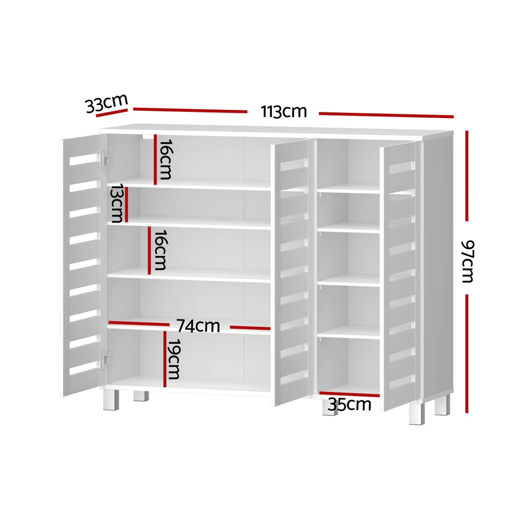 Shoe Rack Cabinet 30 Pairs Adjustable Shelf White - Image 2