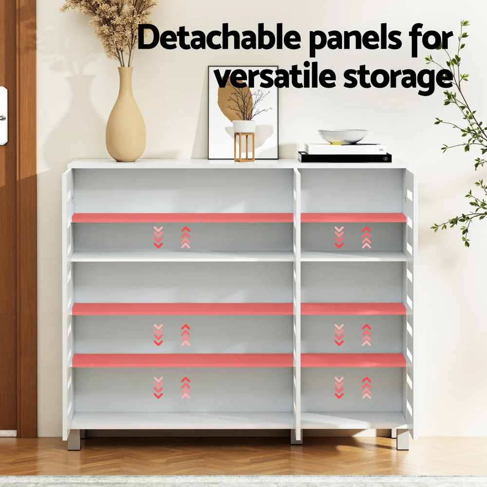 Shoe Rack Cabinet 30 Pairs Adjustable Shelf White - Image 4