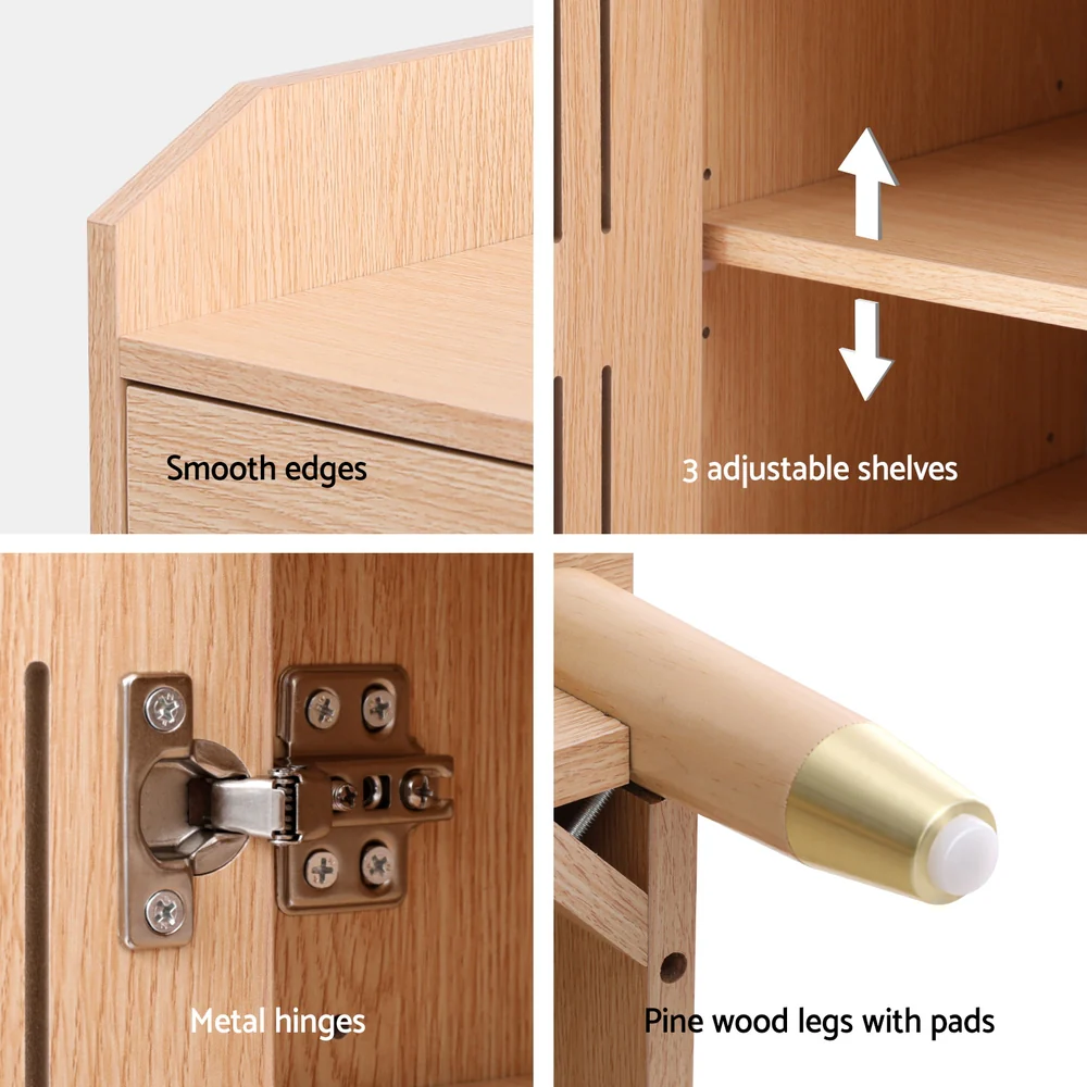 Shoe Rack Cabinet 4-Tier with Drawers – Pine Finish - Image 7
