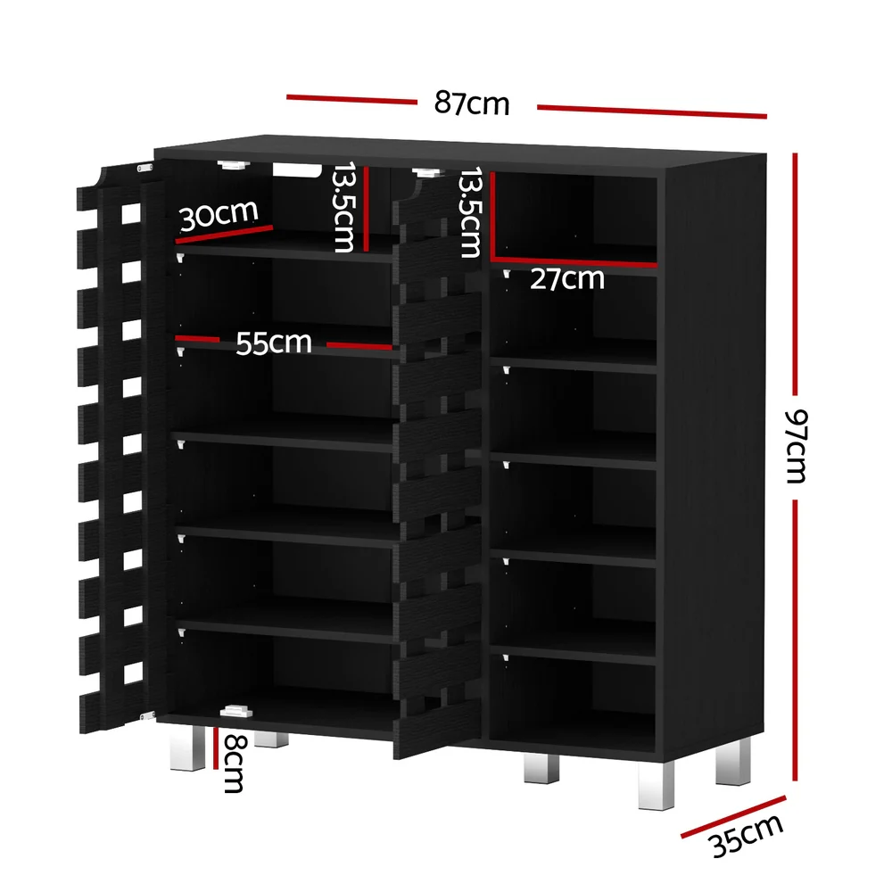 Shoe Rack Cabinet 6 Tier Storage Shelf Black - Image 2