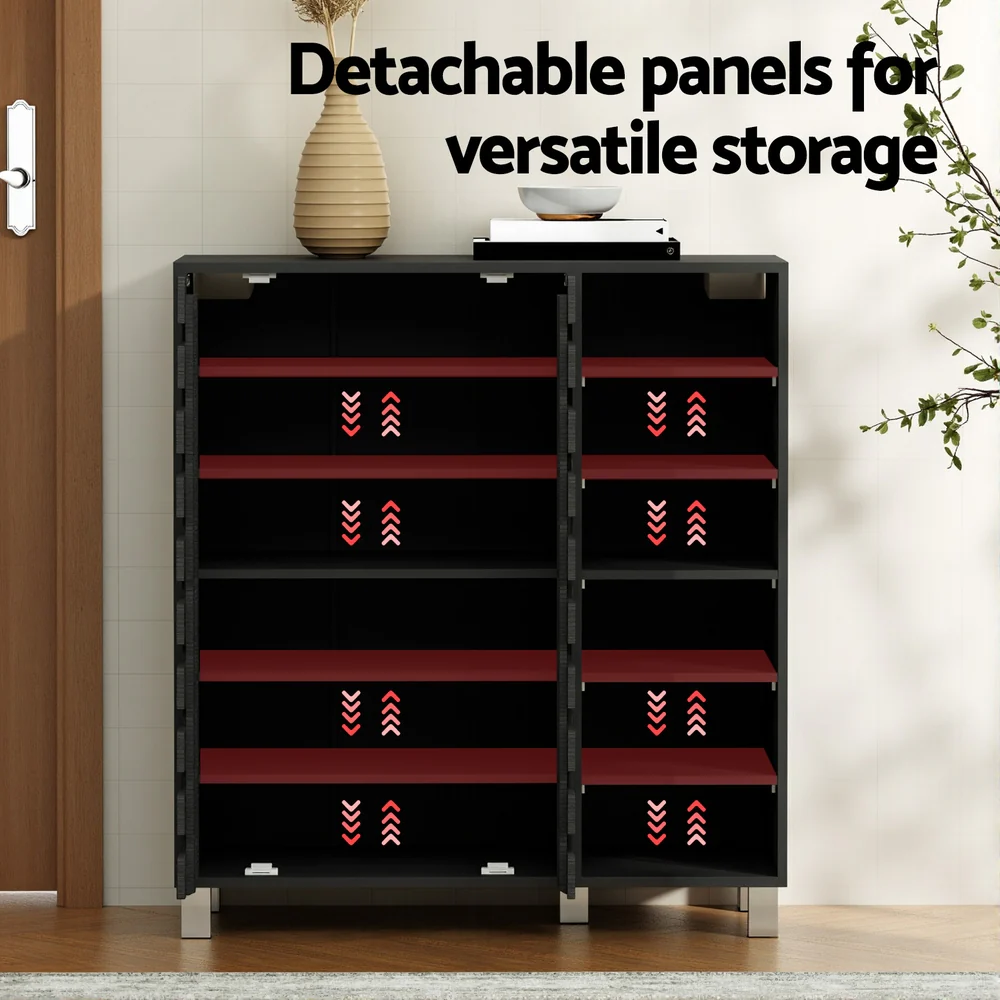Shoe Rack Cabinet 6 Tier Storage Shelf Black - Image 4