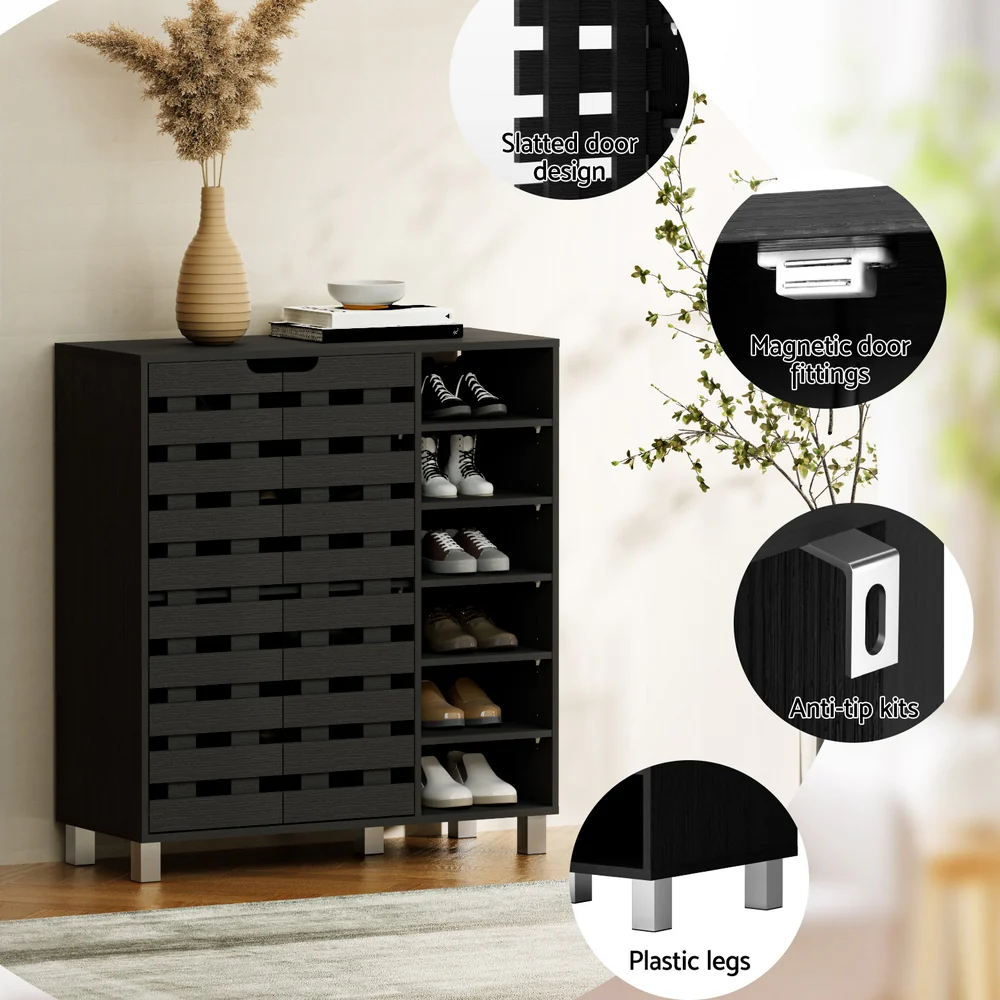Shoe Rack Cabinet 6 Tier Storage Shelf Black - Image 5