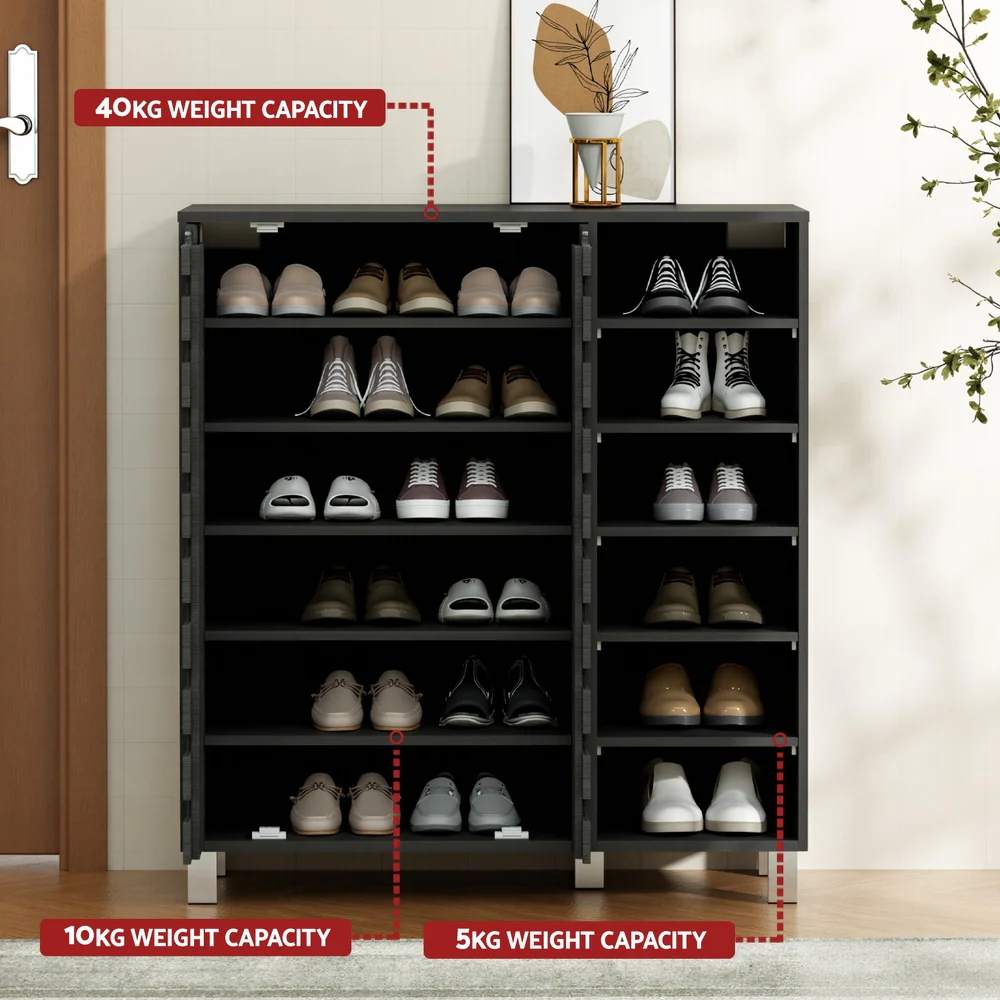Shoe Rack Cabinet 6 Tier Storage Shelf Black - Image 6