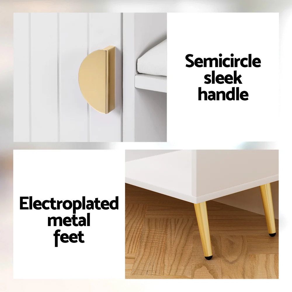 Shoe Rack Cabinet Bench – White with Gold Legs - Image 6