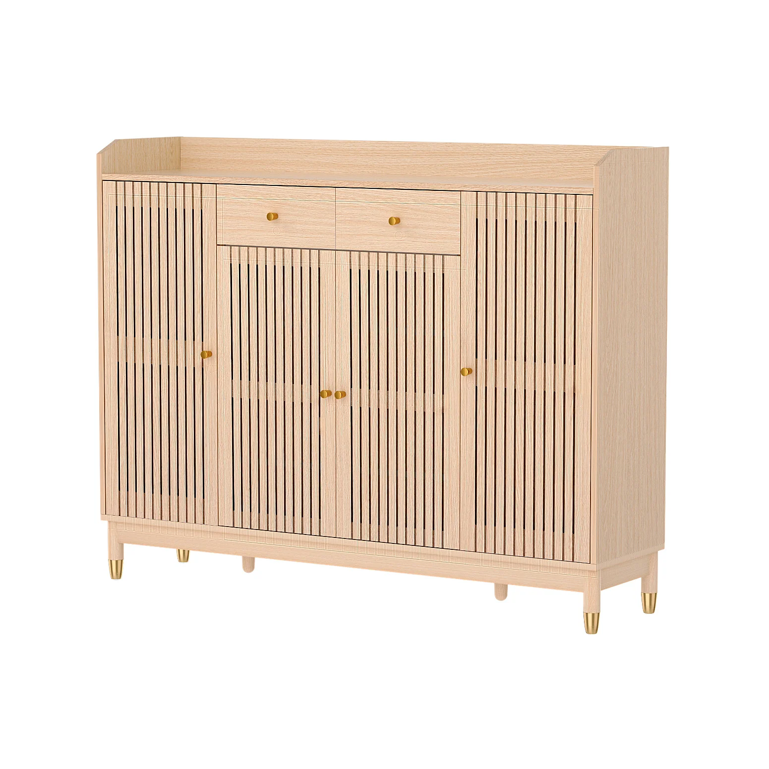 Shoe Rack Cabinet with Shelves and Drawers – Pine Finish - Image 4