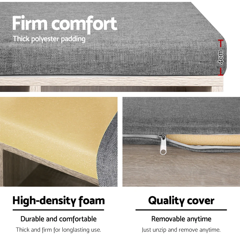 Shoe Shelf Bench with Cushioned Seat – Pine & Grey - Image 4