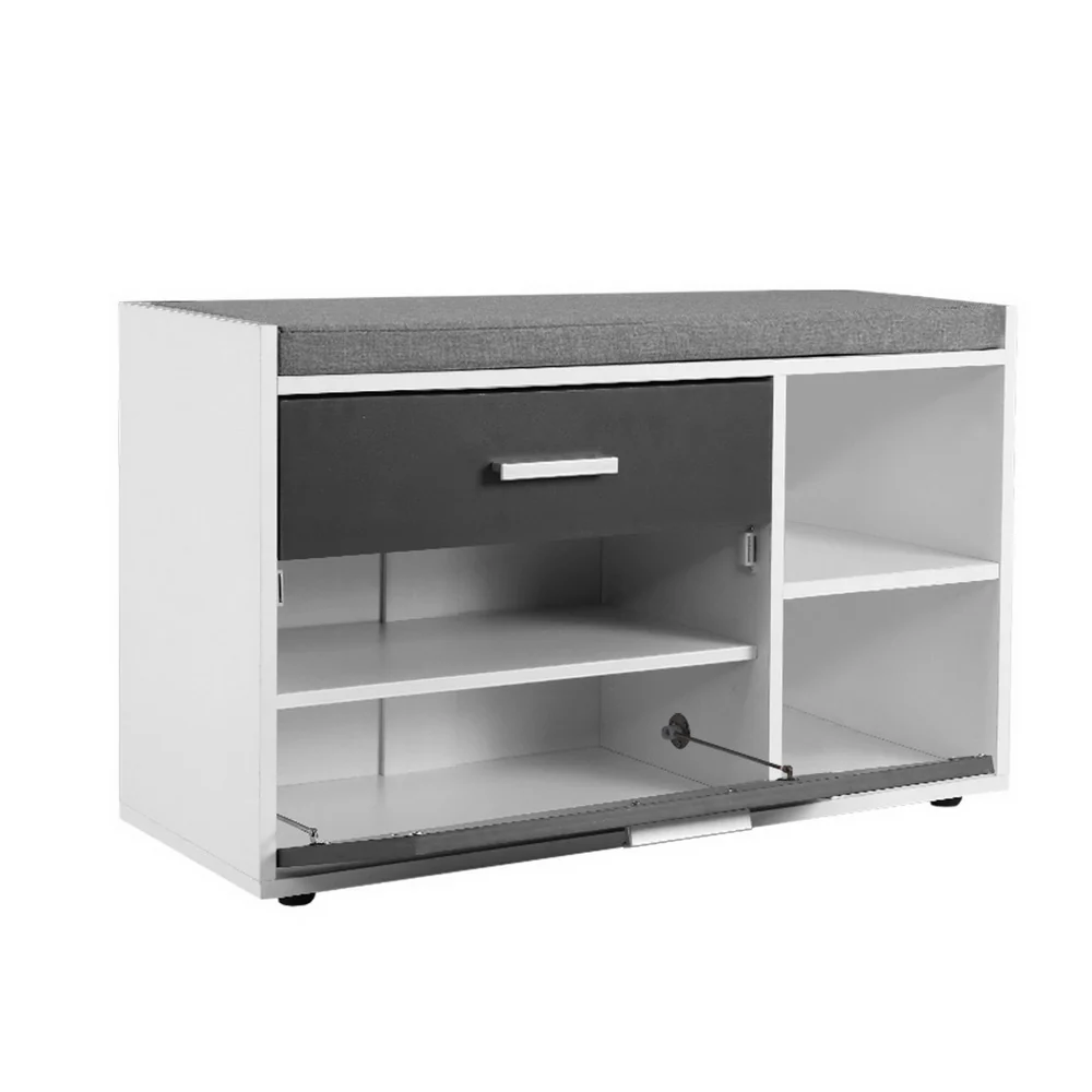 Shoe Storage Bench – White, Grey & Black - Image 2