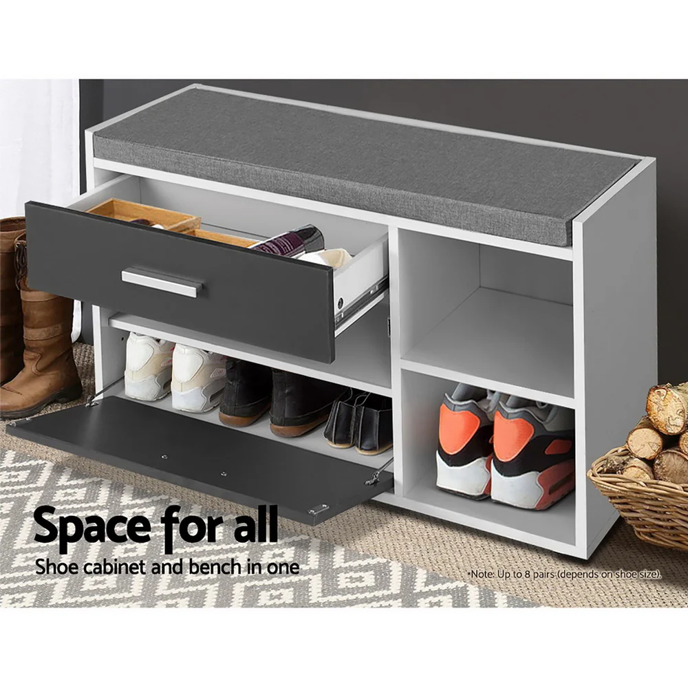 Shoe Storage Bench – White, Grey & Black - Image 5